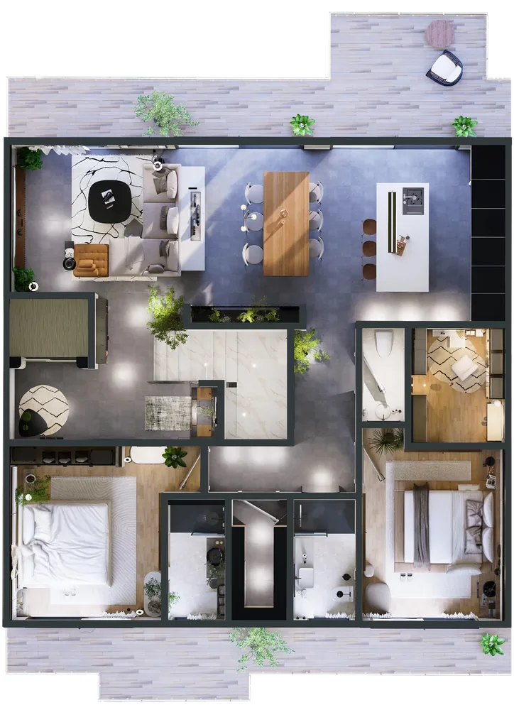 Grundriss Apartment 3a